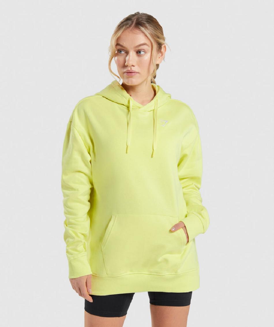 Bluzy Z Kapturem Damskie Gymshark Treningowe Oversized Zielone | PL 2756EBC